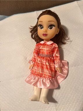 Plaid Red & Pink Dress Fashion Doll for Imaginative Play
